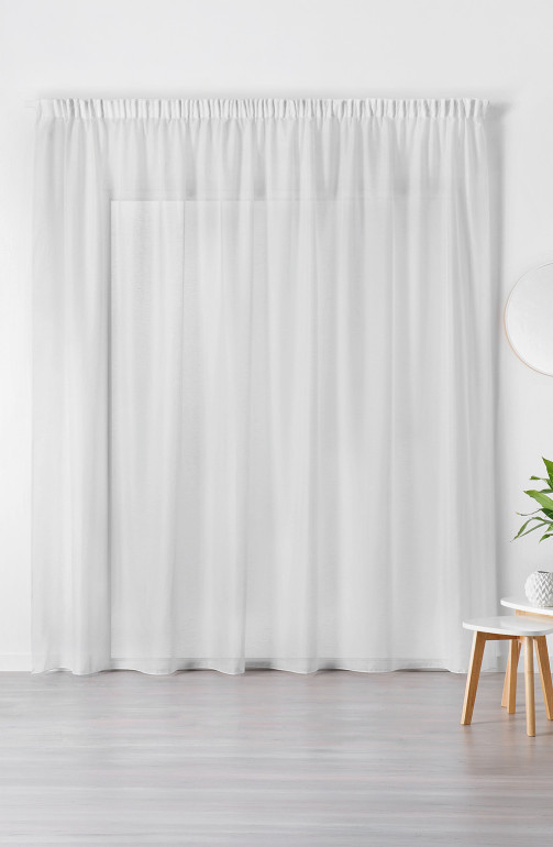 Voilage Polyester et Lin - Finition galon fronceur